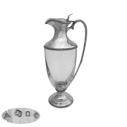 Sterling Silver and Glass Claret Jug 1985